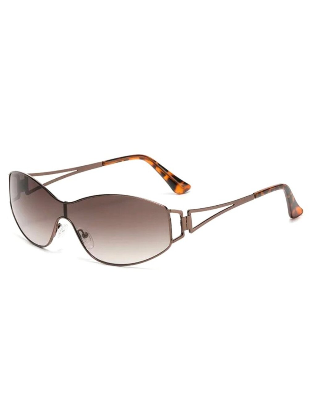 Oversized Tinted Sunglasses With Brown Tinted Lenses Brown Metal Frame & Tortois